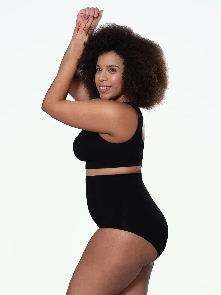 NEW Empetua Woman’s Black All Day Every Day High-Waisted Shaper Thong Sz Small