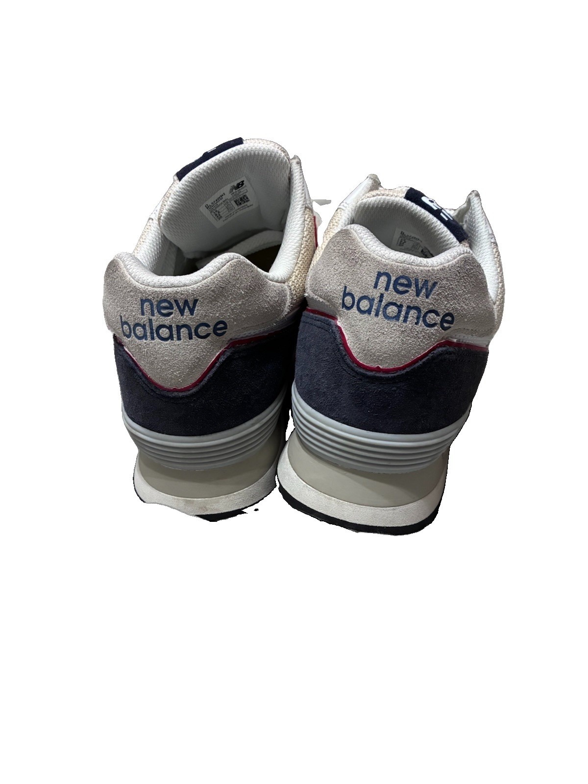 New Balance 574 Men’s Low Top Lace Up Sneakers White Beige Red Navy