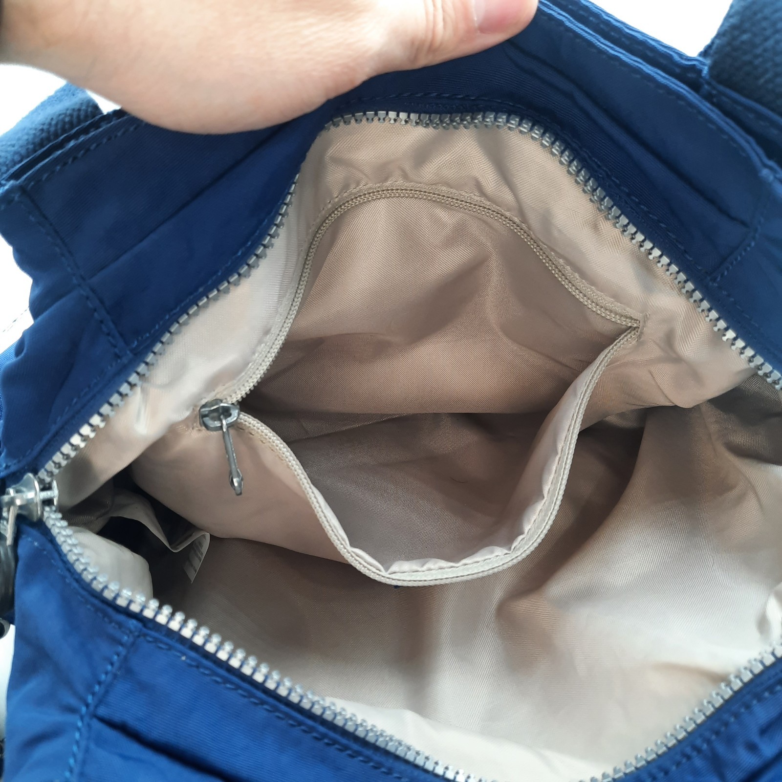 Kipling Felix Bag Crossbody Shoulder Strap Navy Blue Tropics Tonal Large Handbag