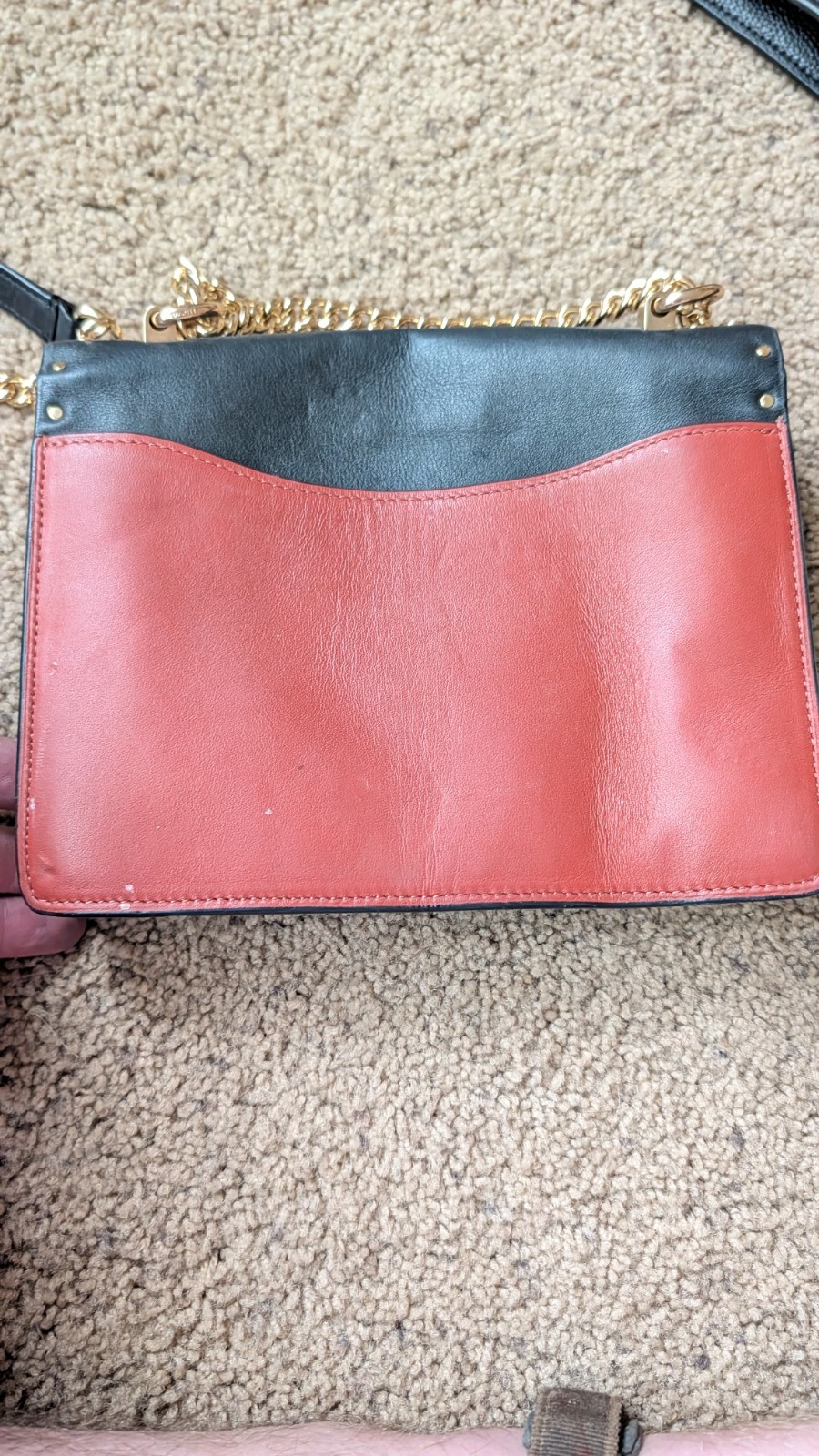 Coach Signature Logo Studded Flap Crossbody/Clutch Chain Detachable Black