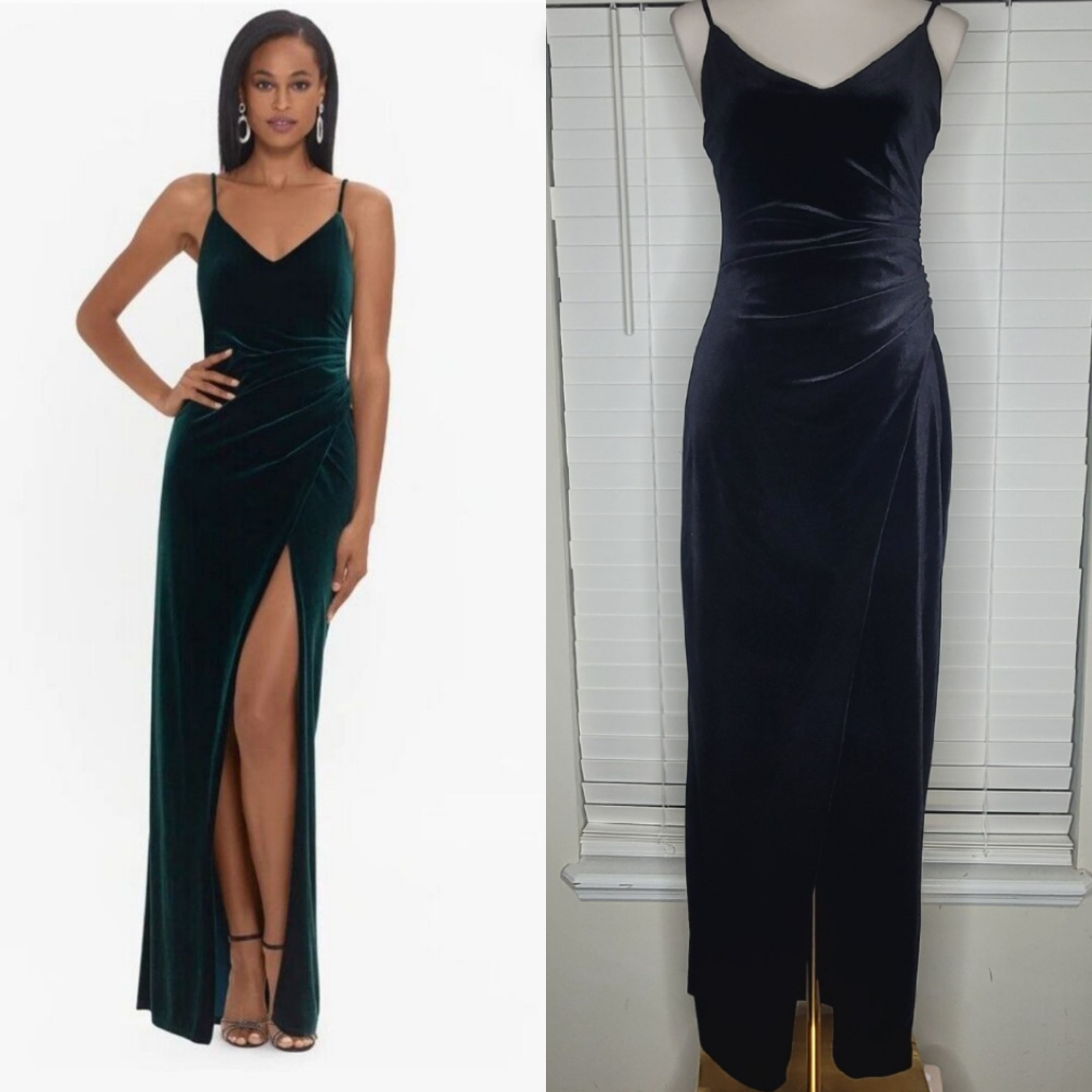 NWT Betsy & Adam Sz 4 Maritza Black Velvet Gown Black Tie Wedding Dark Romance