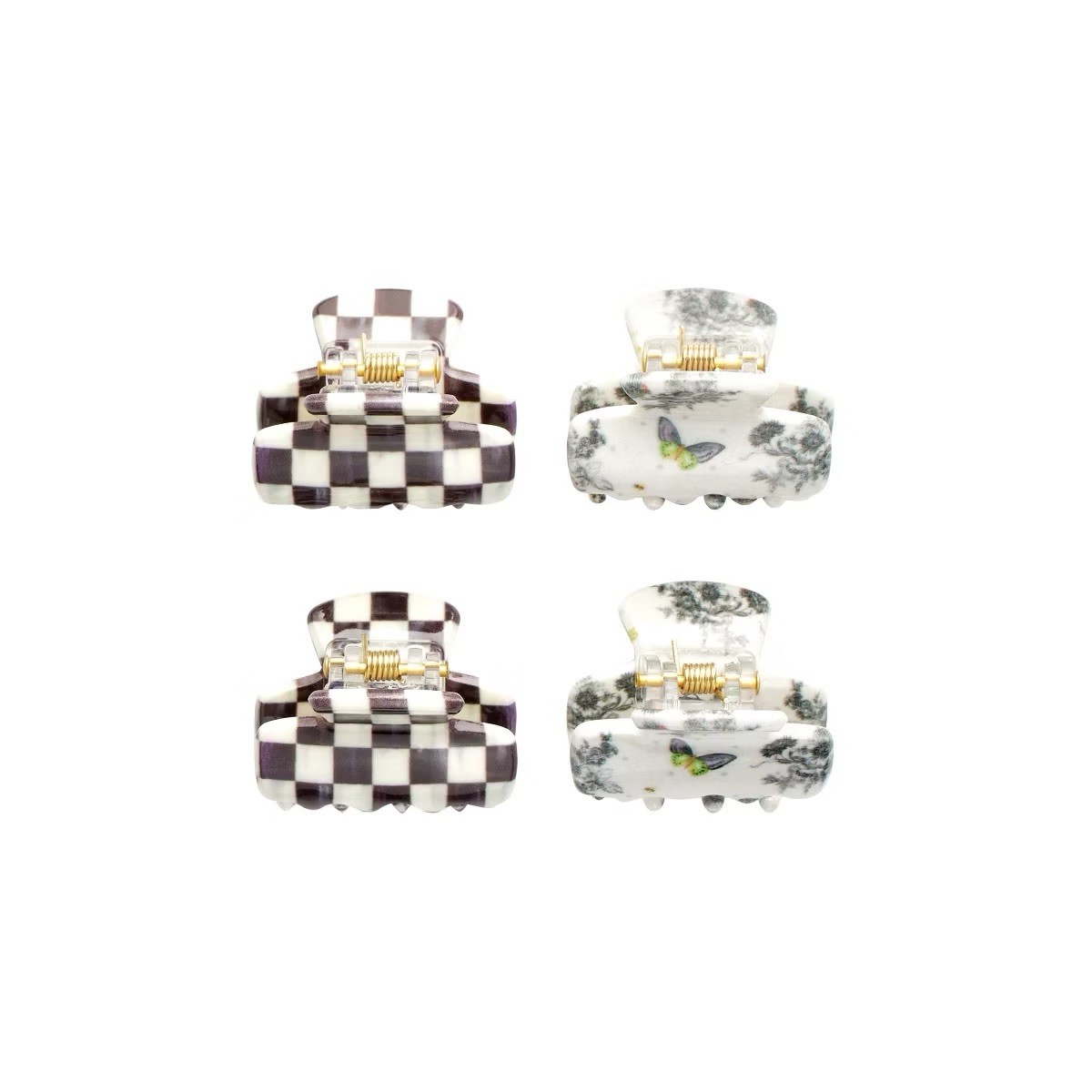 MacKenzie Childs x Goody Target 🖤 Black Courtly Check Mini Hair Claw Clips Set