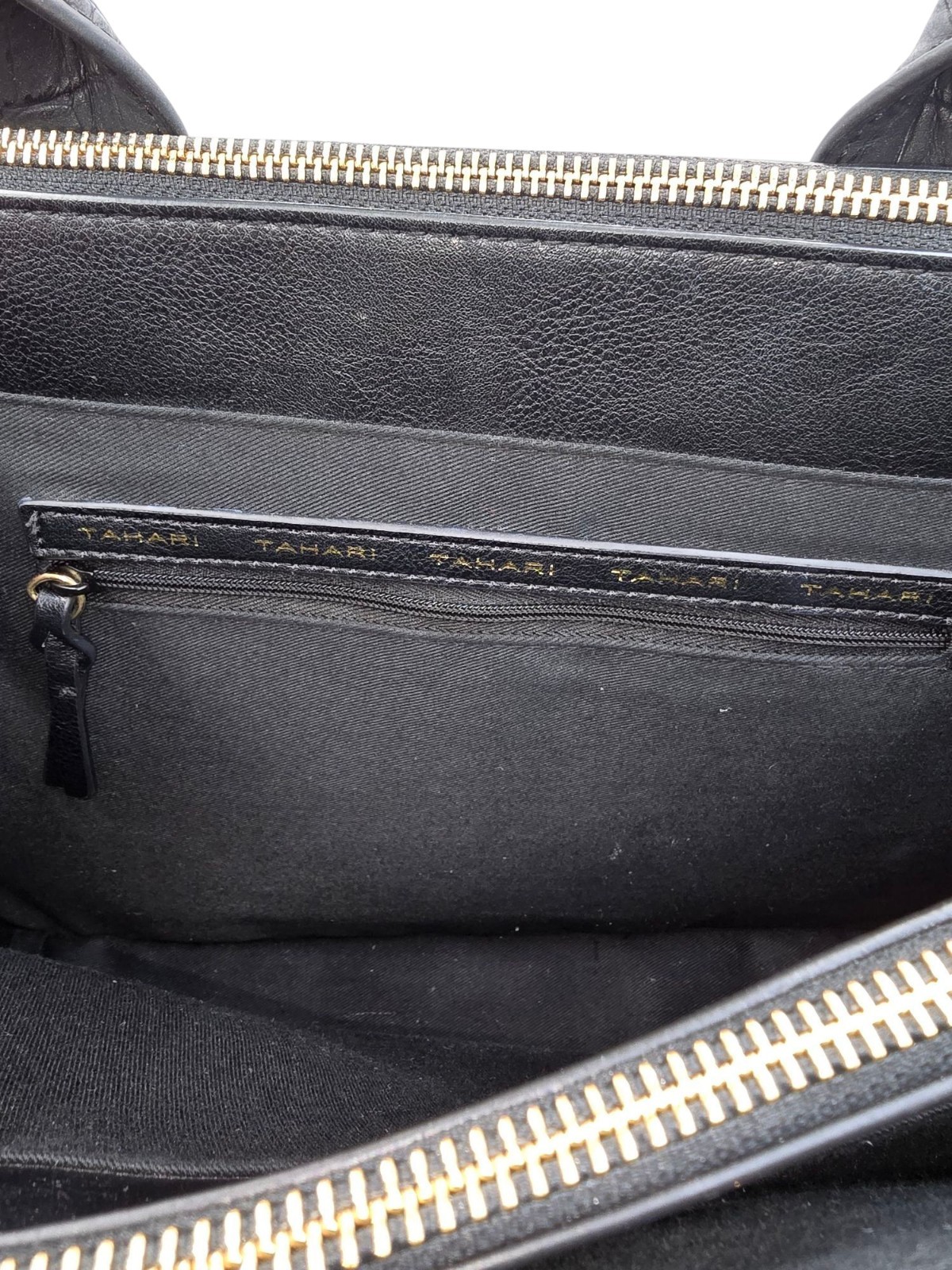 Large Tahari Double Handle Purse Tote Bag 13.5″x10.25″x6″ Black Very HTF RARE