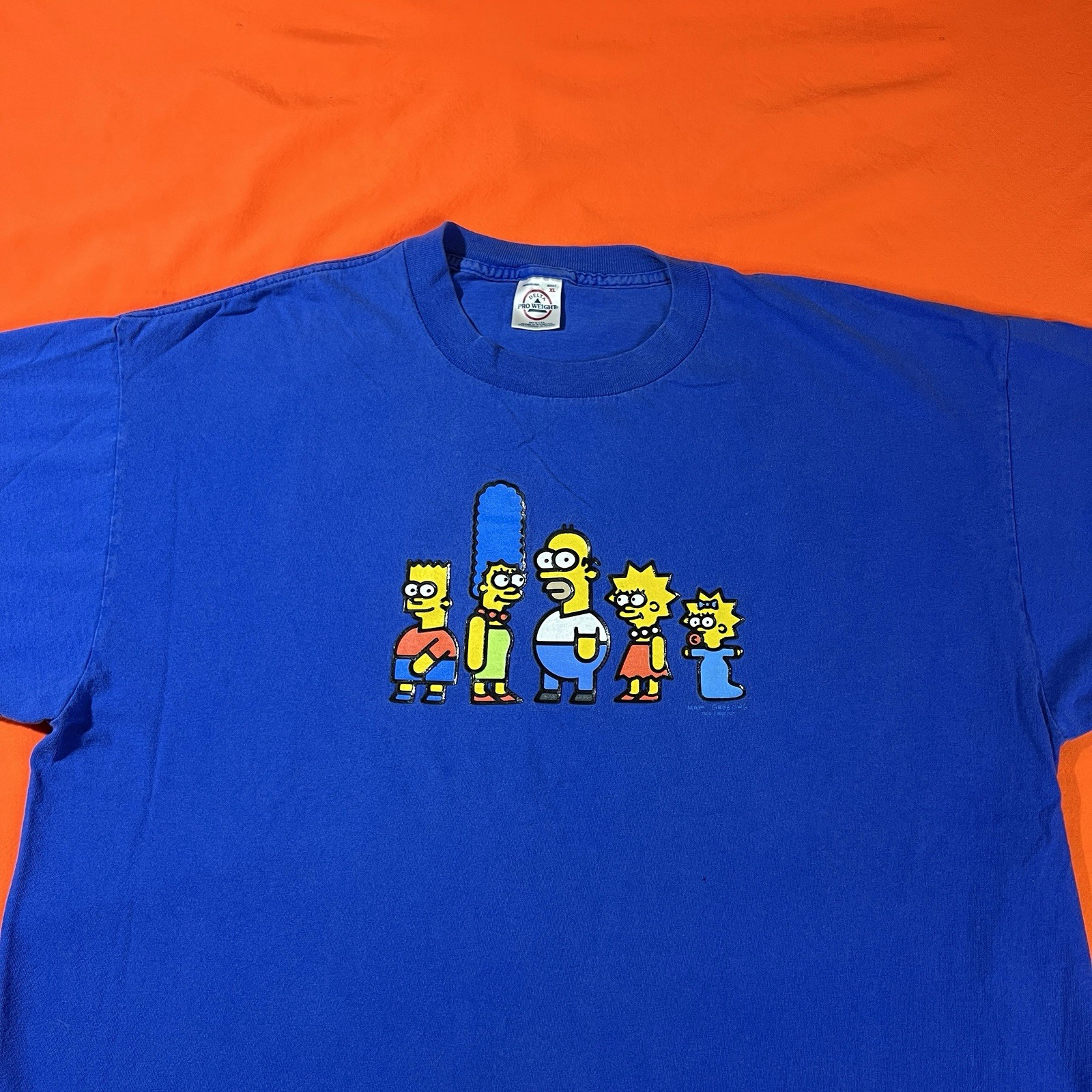 Vintage 2002 The Simpsons Blocky Family Cartoon TV Promo T-Shirt Blue XL