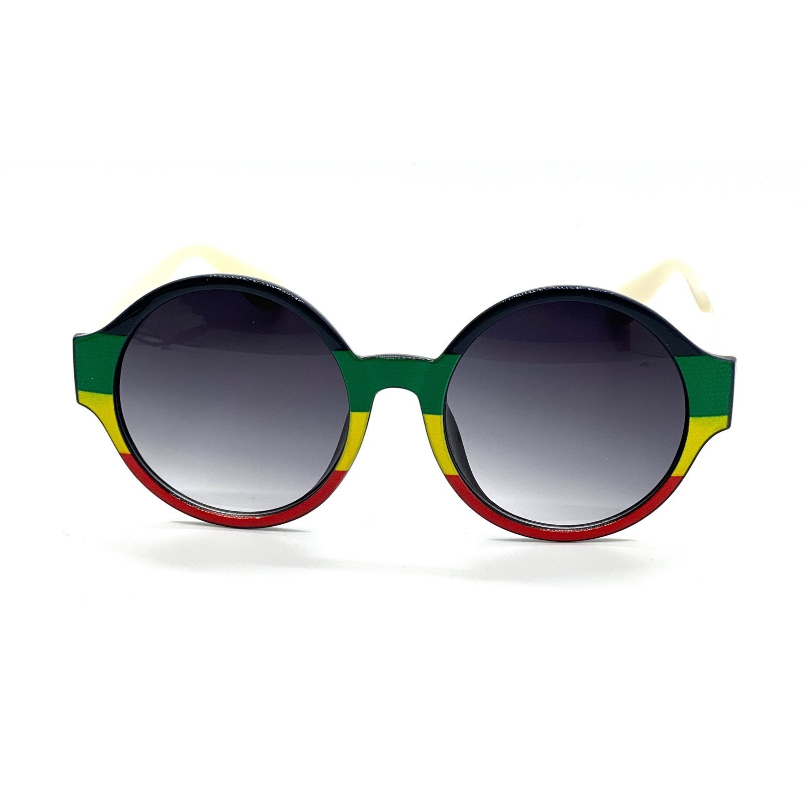 Rasta Sunglasses Round Frame Reggae Colors Funky Fashion Shades Women Retro New
