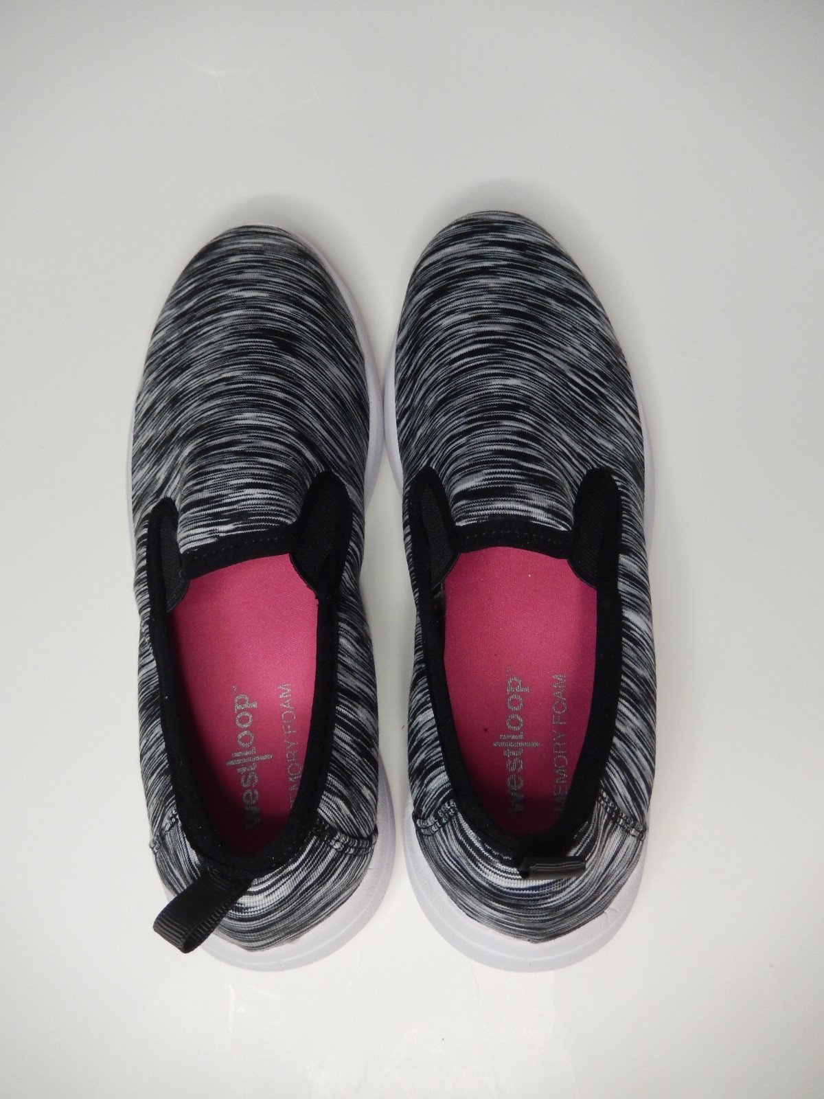 West Loop Slip-On Memory Foam Comfort Shoes Black/White Women’s 5-6