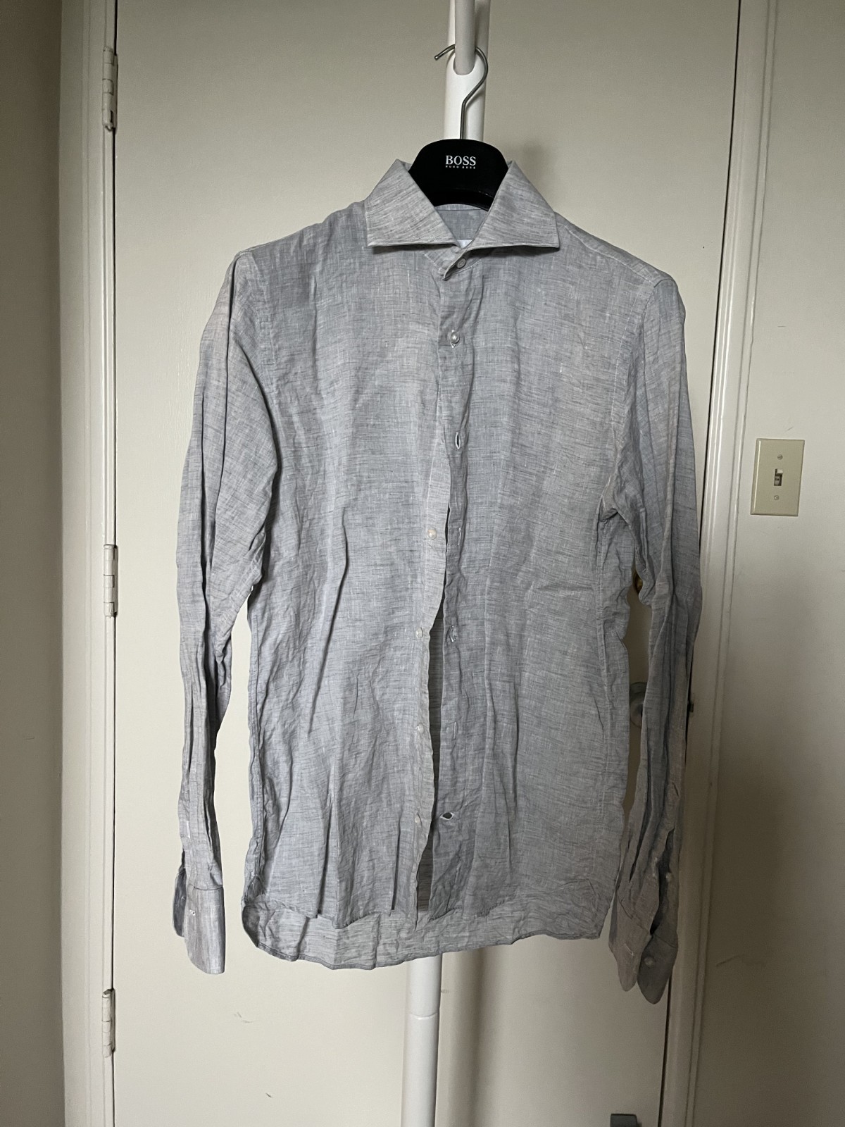 Pini Parma Linen Light Gray Shirt (chest 39, neck 15 1/2)