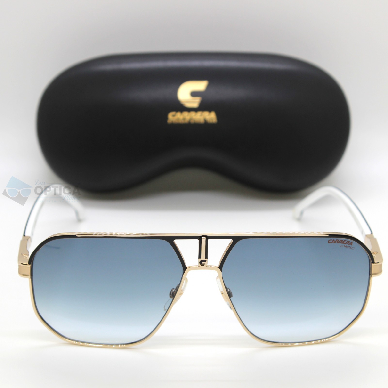 NEW Carrera 1062/S Sunglasses Metal Navigator Black Gold Frame / Blue – 2M2 62mm
