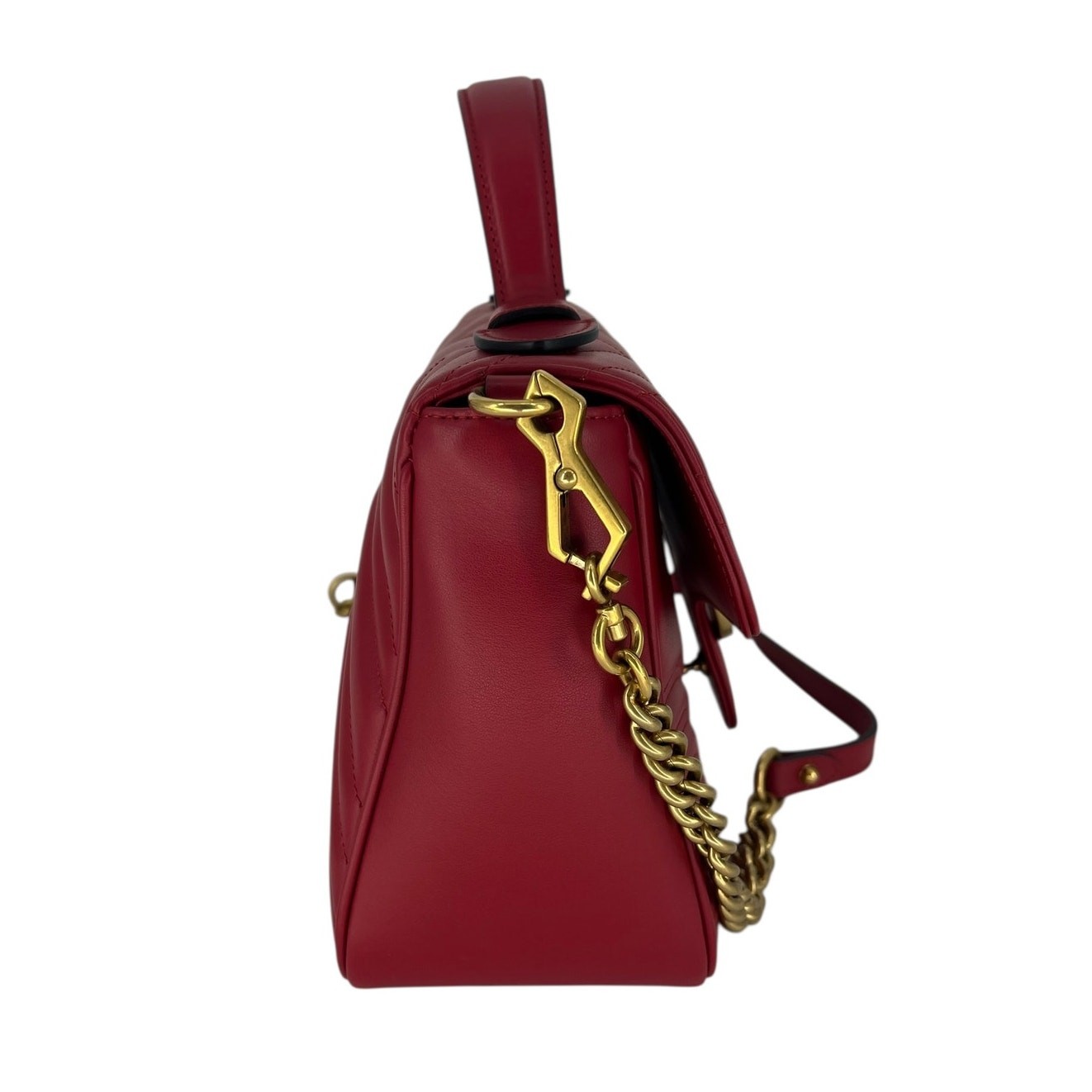 Gucci GG Marmont Small Matelasse Leather Top Handle Bag Hibiscus Red