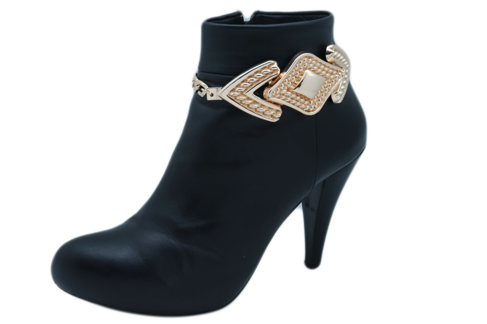 Women Gold Color Metal Chain Boot Bracelet Western Shoe Anklet Arrow Bling Charm