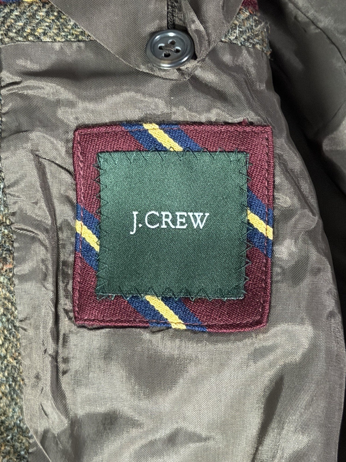 J Crew Yorkshire Tweed Moon Blazer Mens 40L Herringbone Sport Coat Elbow Patches