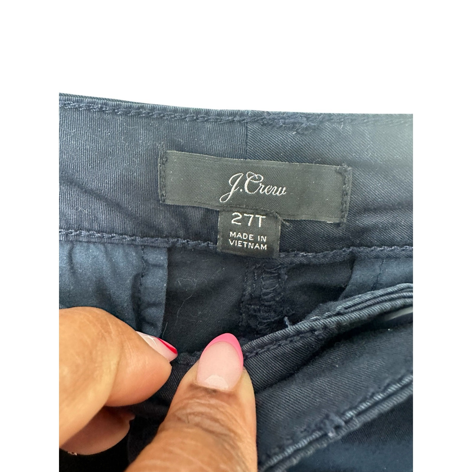 J.Crew Navy Casual Rugged Everyday Button Closure Skinny Leg Pants Size 27 Tall