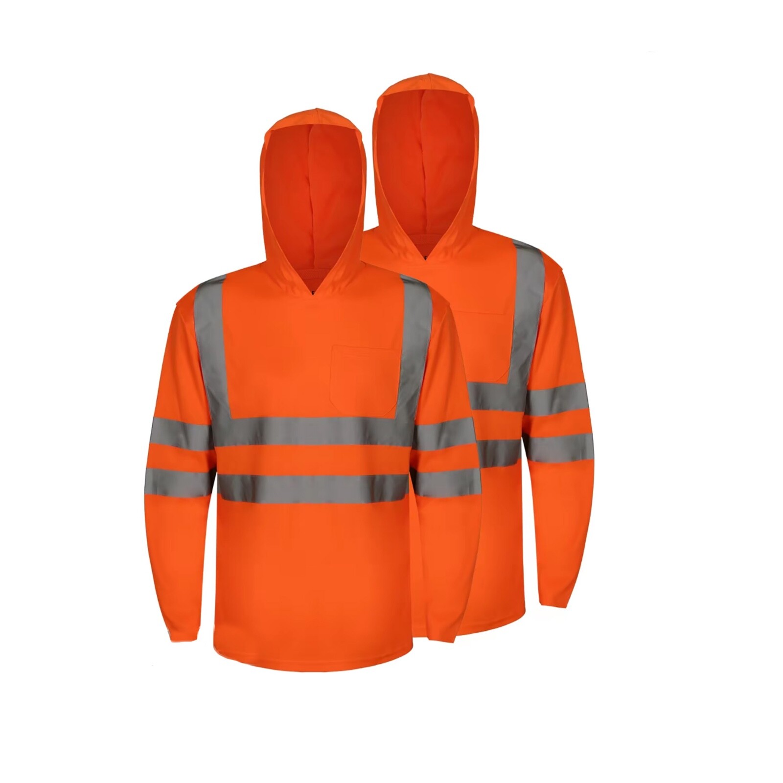 2 PCS Pack Unisex High Visibility Hoodie Reflective Safety Long Sleeve
