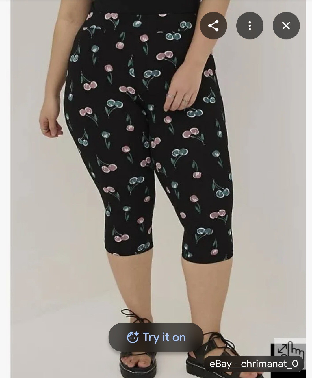 Torrid Women’s Plus Size 1 Capri Leggings Cherry Print Stretch Cotton/Spandex