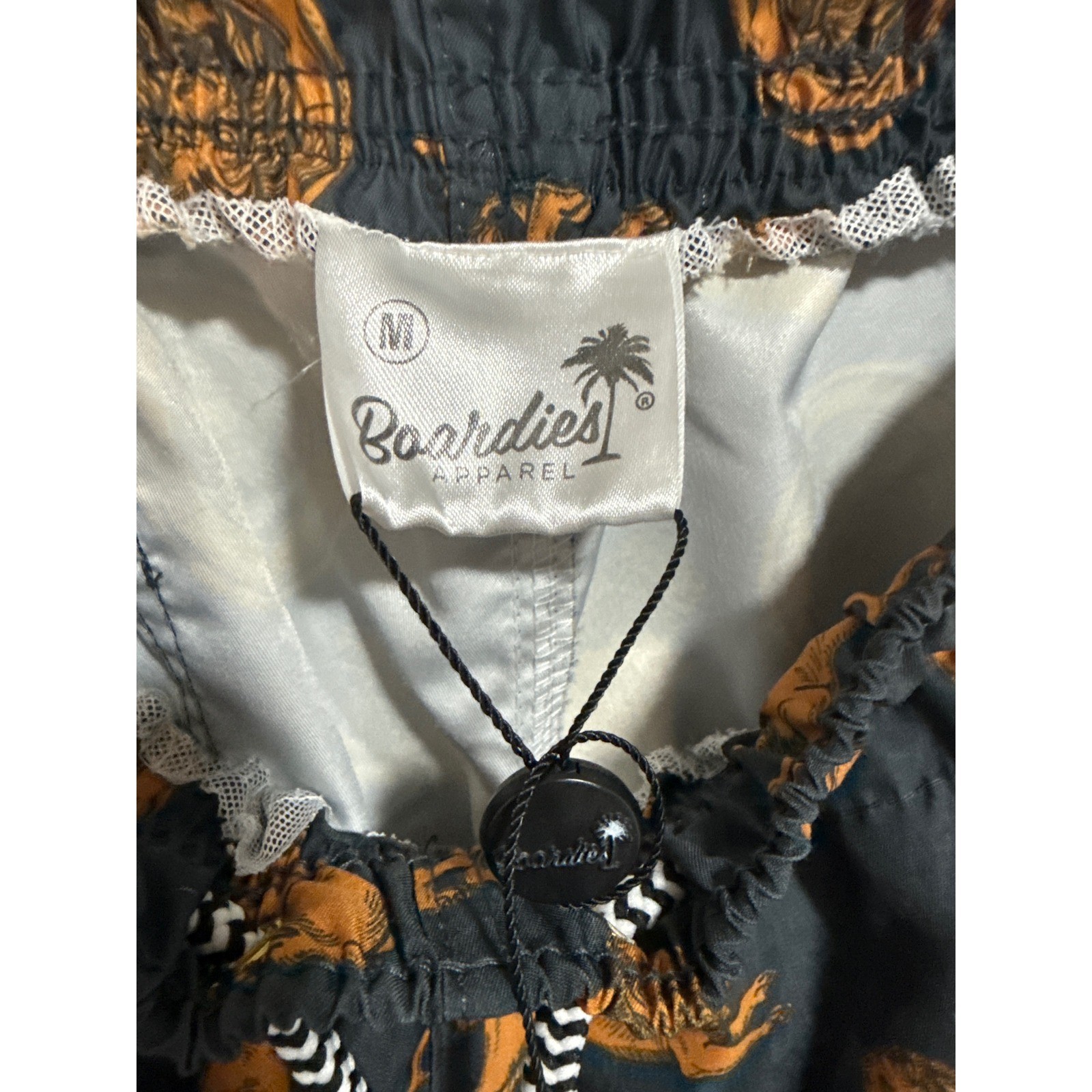 Boardies Apparel Mens Lion Medallion Print Swim Trunks Orange Black Size M
