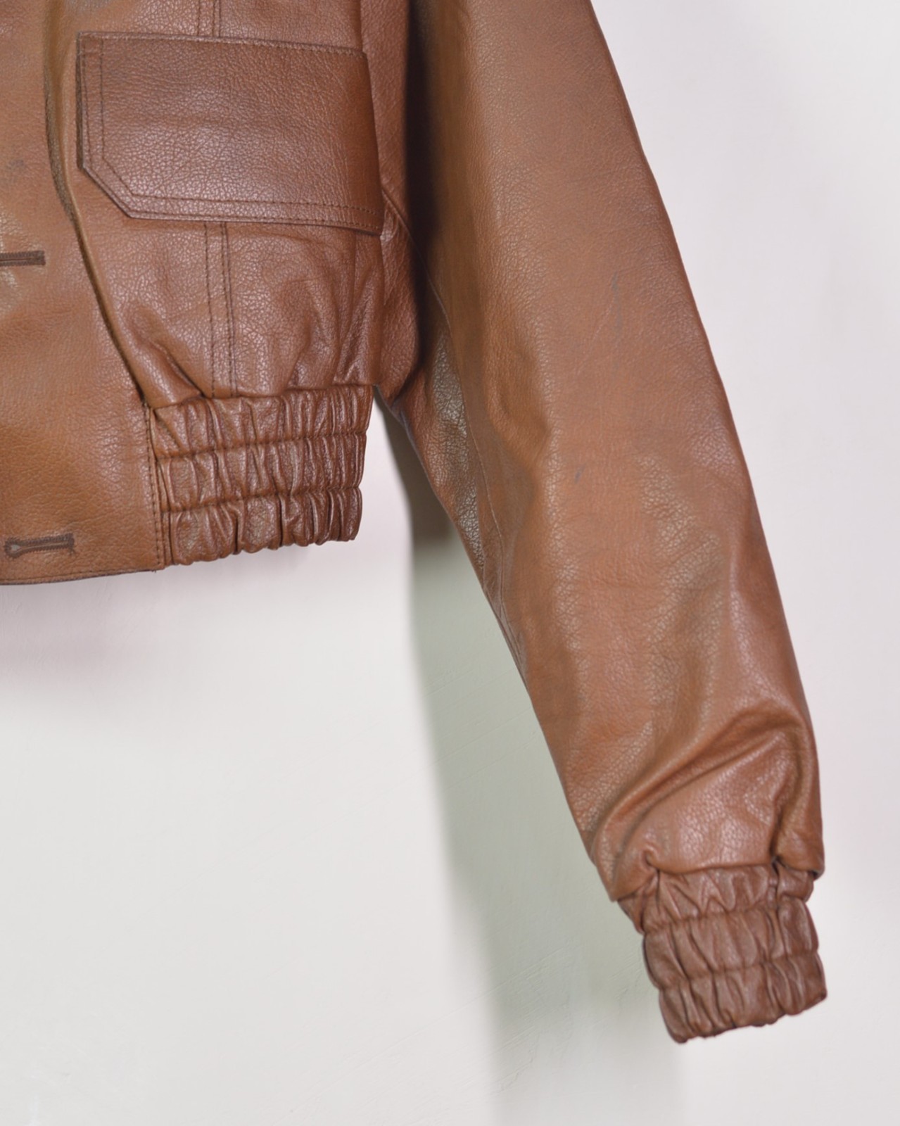 PRADA Vintage Brown Leather Motor Short Jacket Cropped Bomber IT 42 Italy