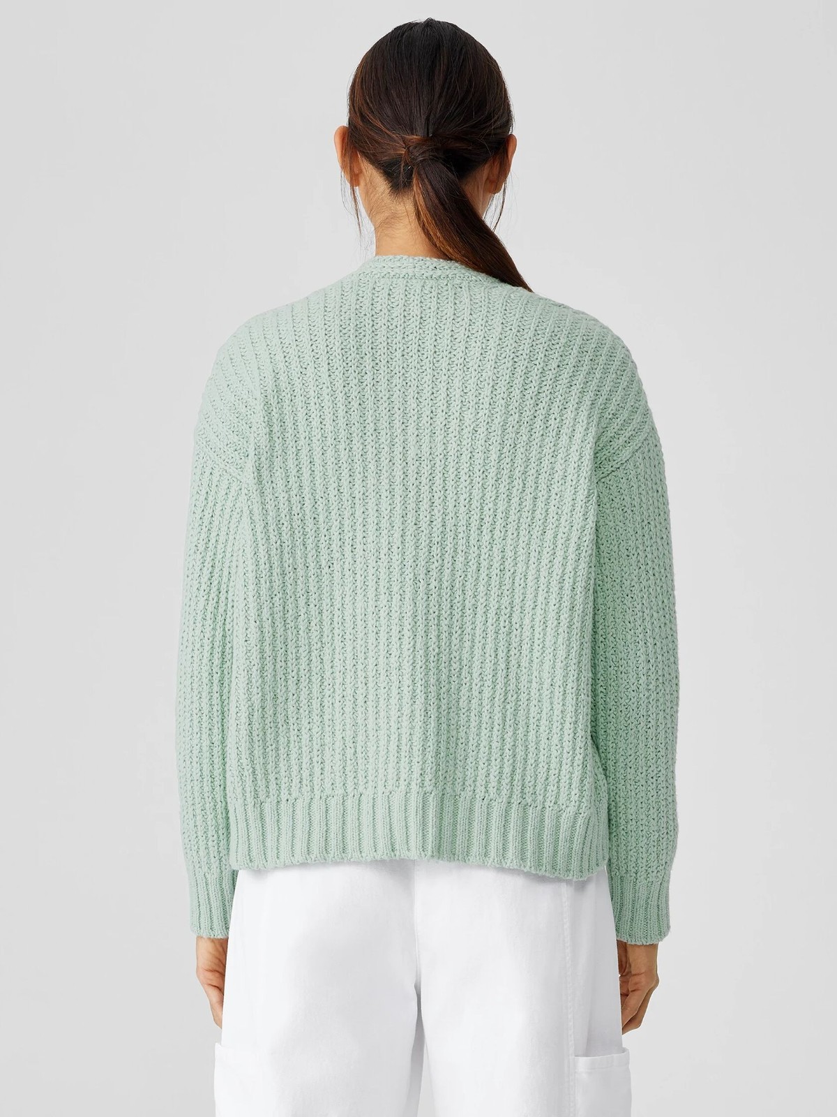 NWT Eileen Fisher Absinthe Peruvian Cotton Crimp Open Cardigan $258 3X
