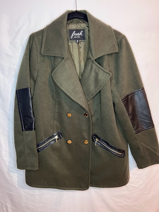 Fresh New York Women’s Peacoat Style Jacket Coast XL Hunter Green Army Dress