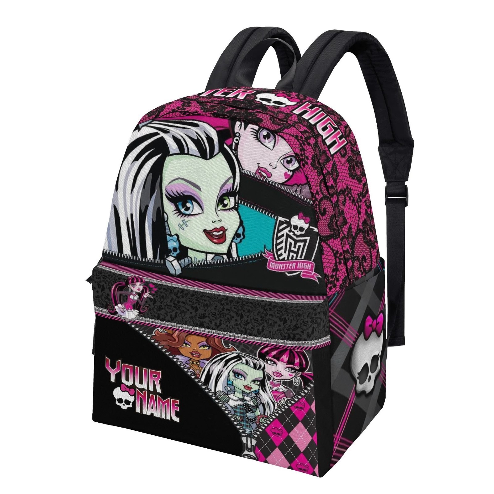 Custom Name Monster High Backpack, Personalized Kids School Bag, Gothic Cartoon