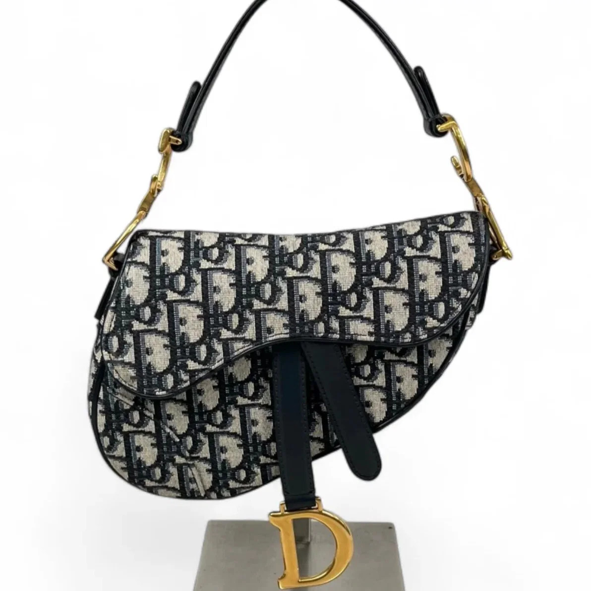Dior Small Saddle Bag Beige Navy Oblique (dh072426a1r)