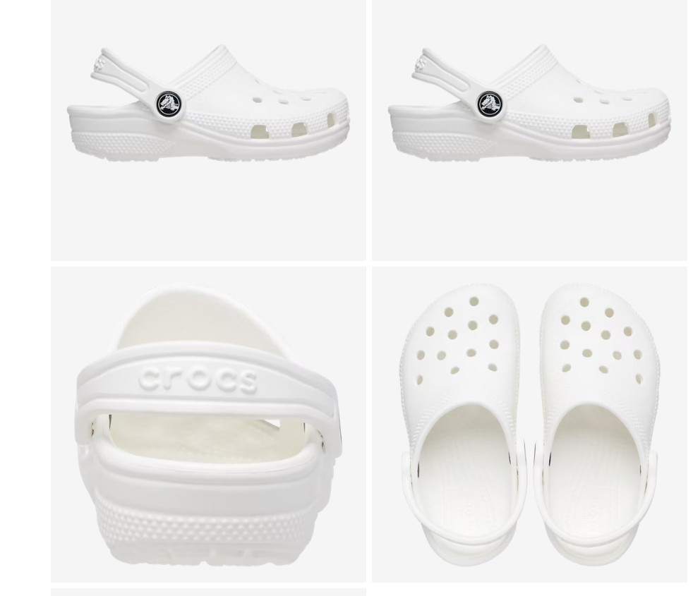 NEW Crocs Classic Clog Sandal White Teens US M4 W6 Slip-On Rubber