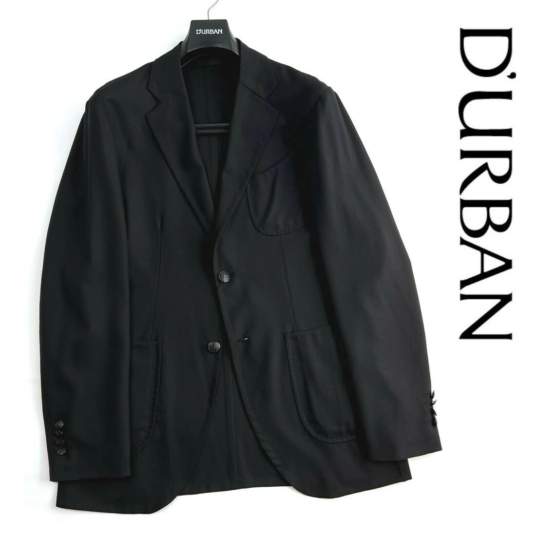 D’URBAN Men’s Black Wool Blazer Metal Buttons 2B Side Vent Cupro Lining NWT