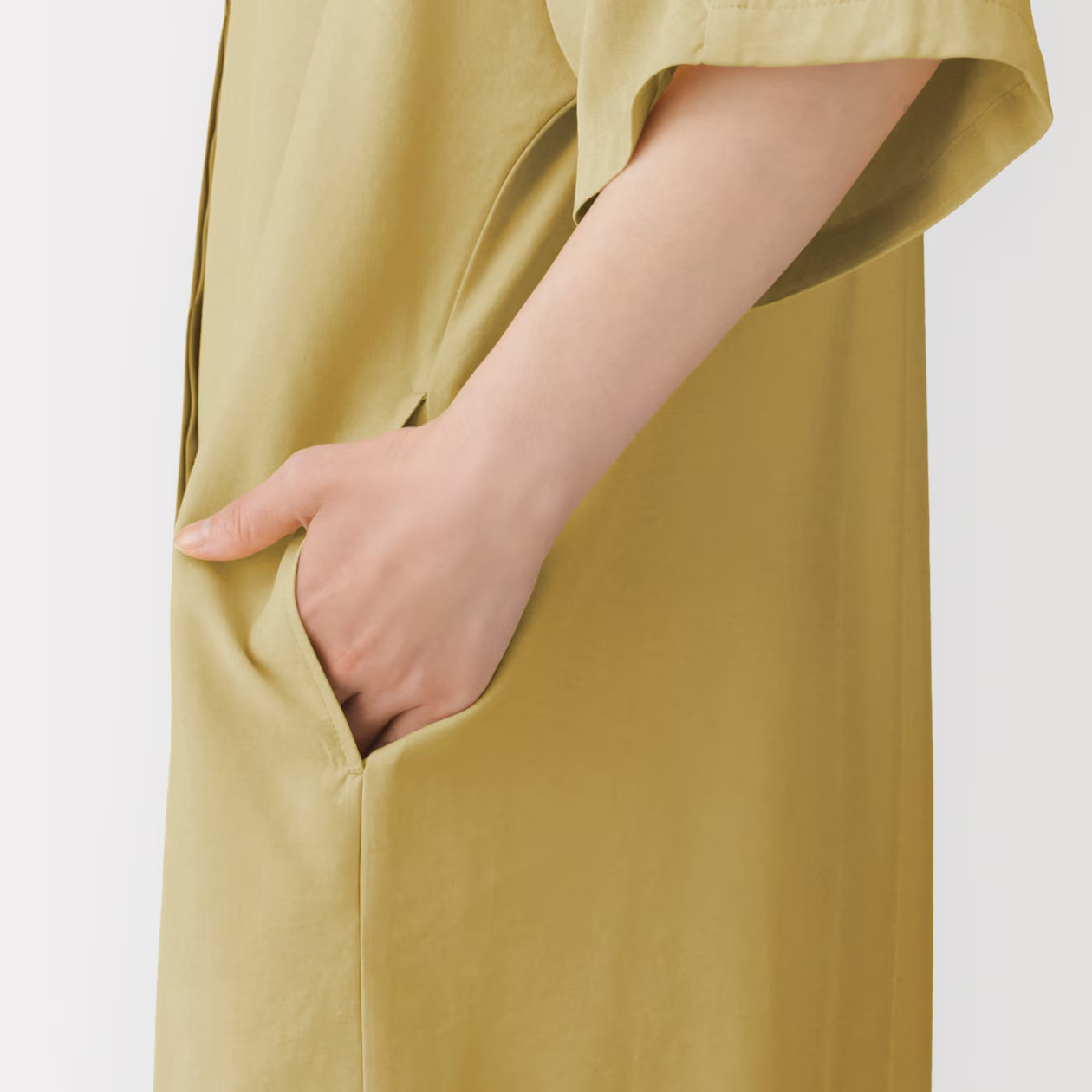 MUJI Womens Smooth 1/2 Sleeve Dress Dark Brown FedEx