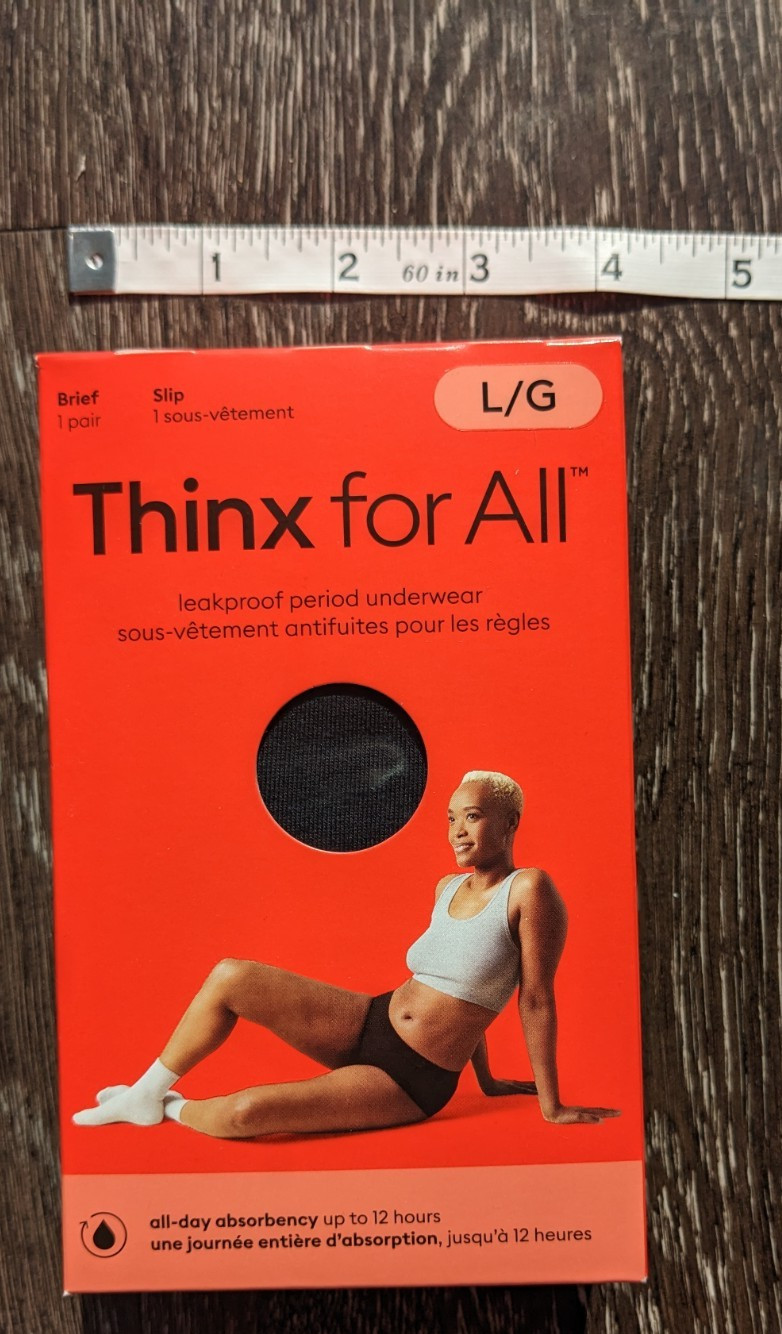 Thinx For All Period Underwear Brief Slip All-Day Absorbency Size L – Black NEW
