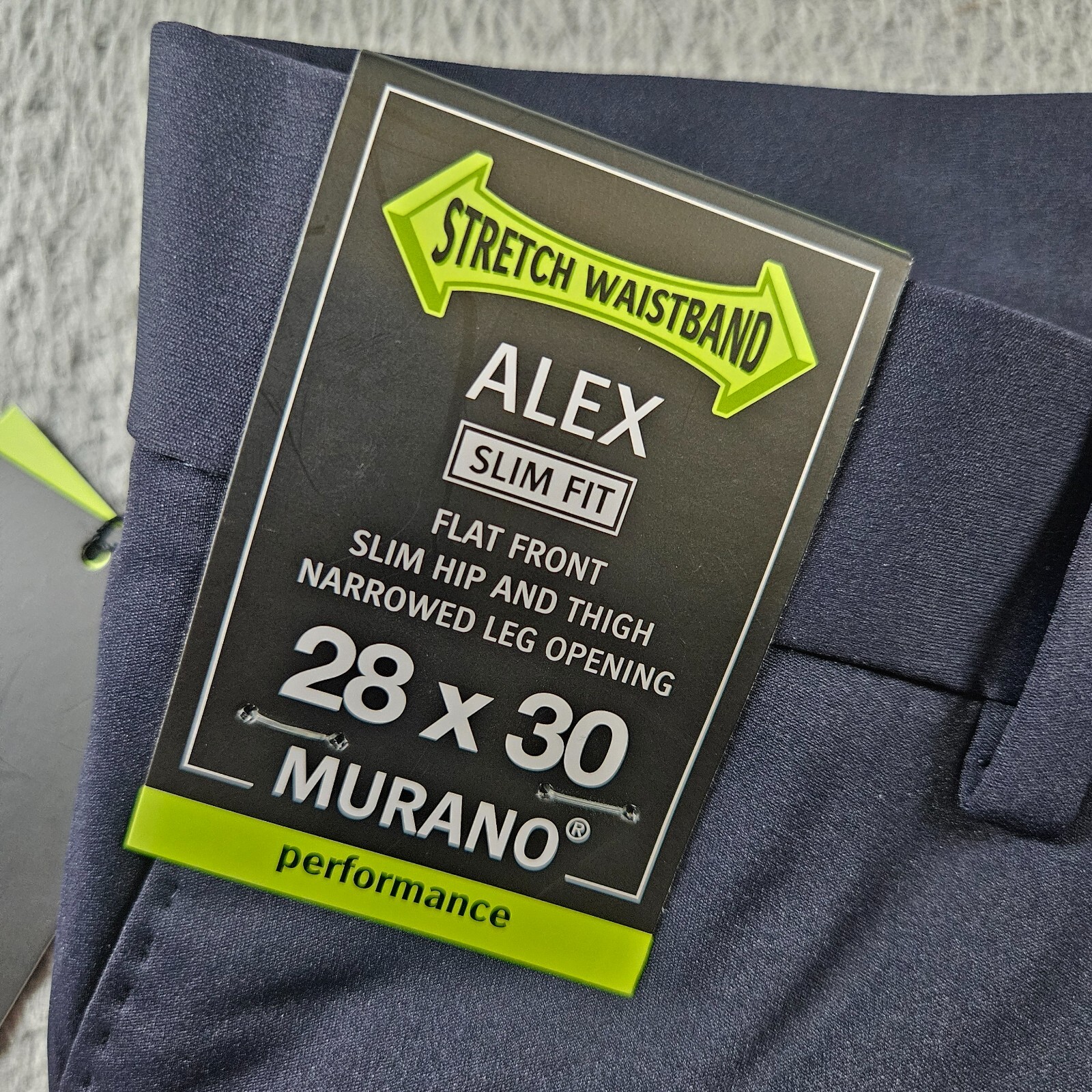 $69 NWT Murano ALEX Dress Pants Men 28×30 – Slim Fit Performance Flat Front Navy