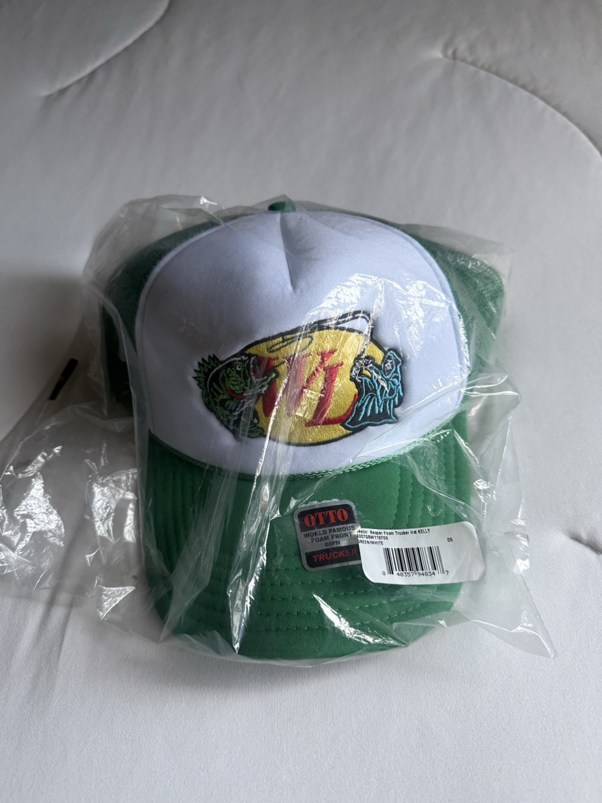 Warren Lotas Reelin’ Reaper Foam Trucker Hat Kelly Green OS New