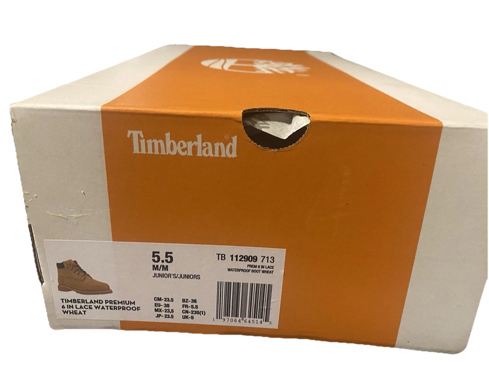 Timberland 5.5 M/M Junior’s Premium 6 In Lace Waterproof Wheat