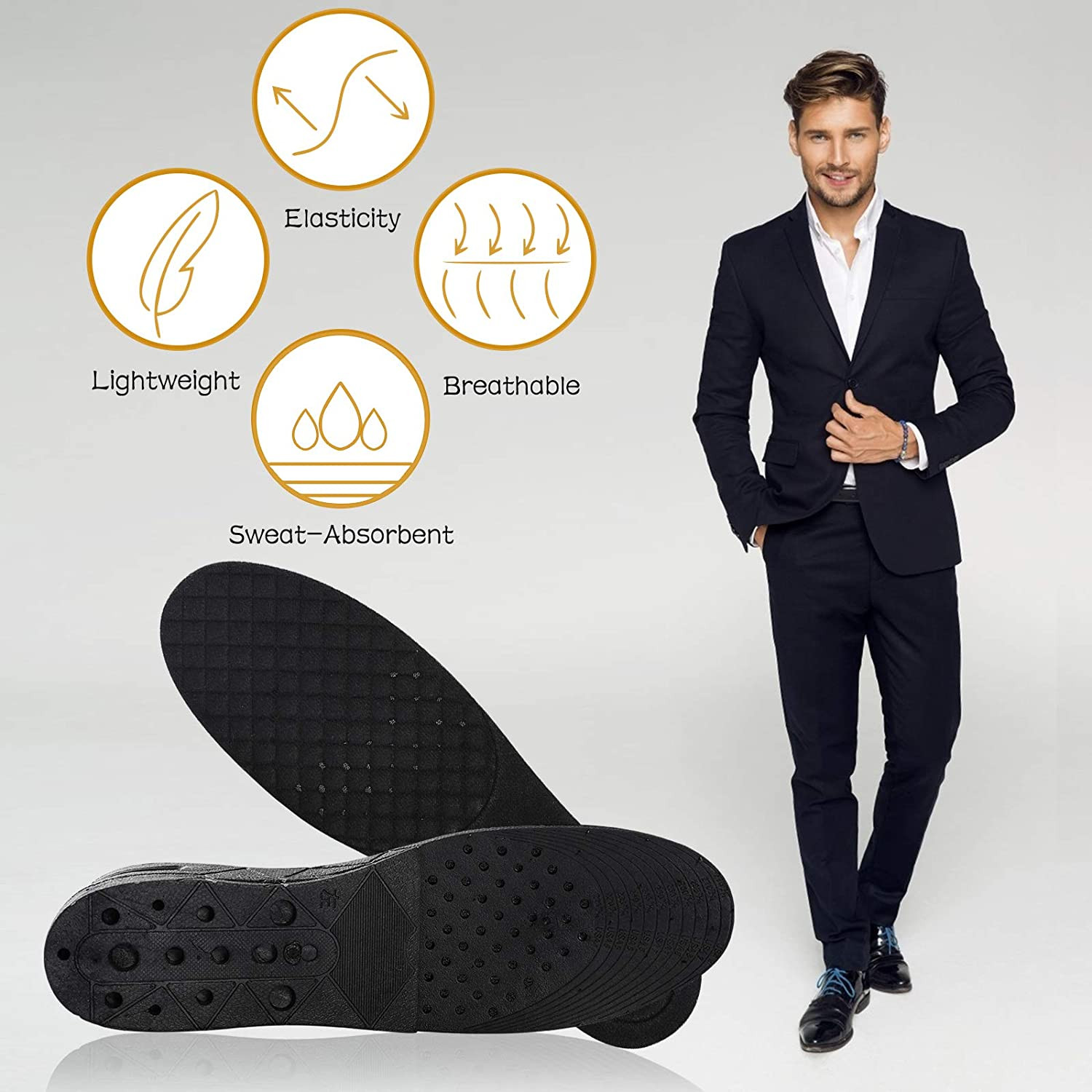 Height Increase Shoe Insoles 4-Layer 3.54 Inch Lift Kit Air Cushion Heel Inserts