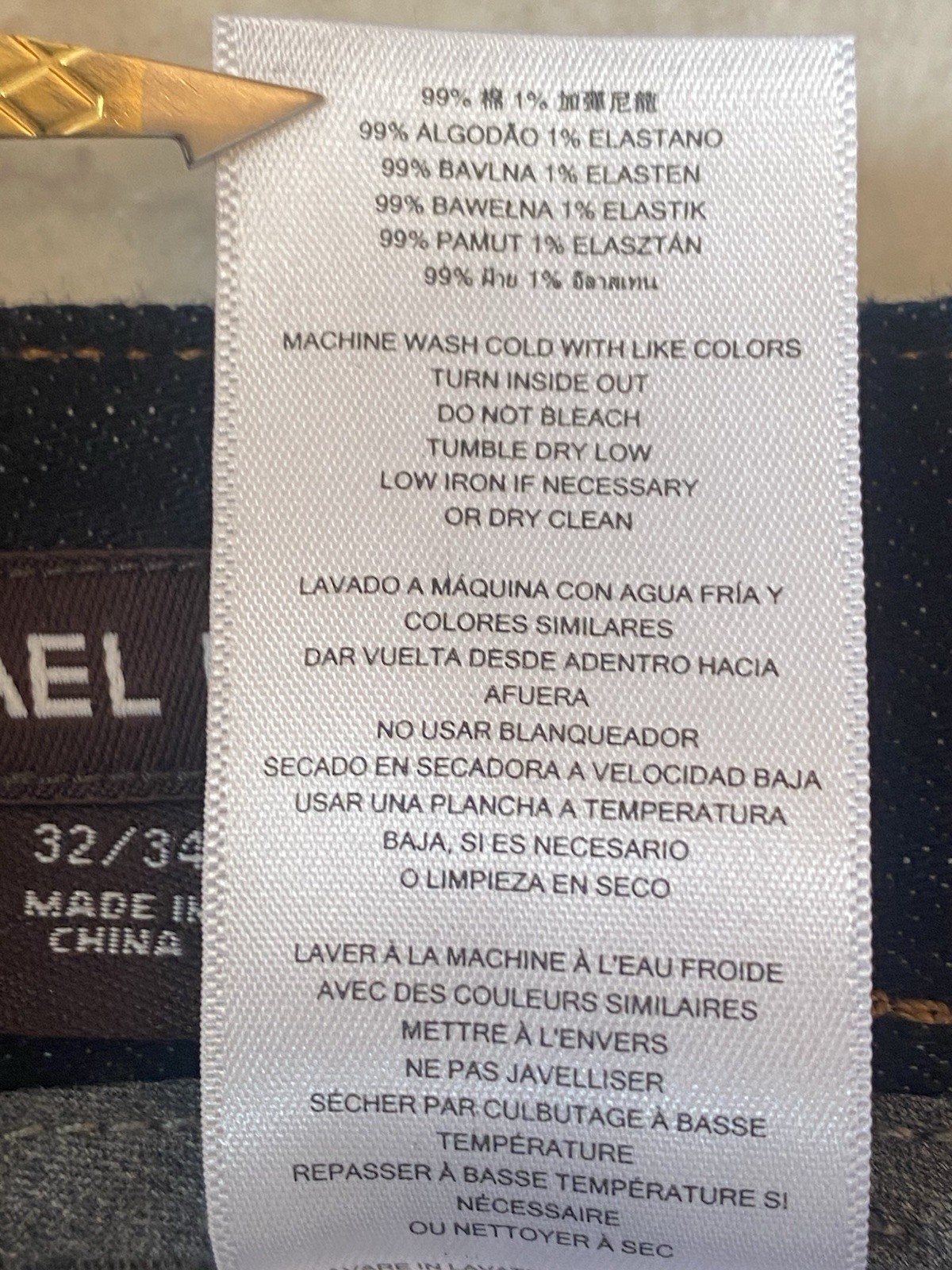 Michael Kors Core Slim Fit Dark Stretch Denim Straight Leg Jeans Mens 32×34 NWT