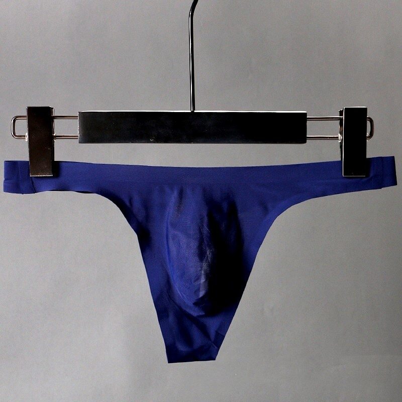 Ultra-thin Seamless Thong Men G Strings Briefs Pouch Ice Silk Underwear T-back