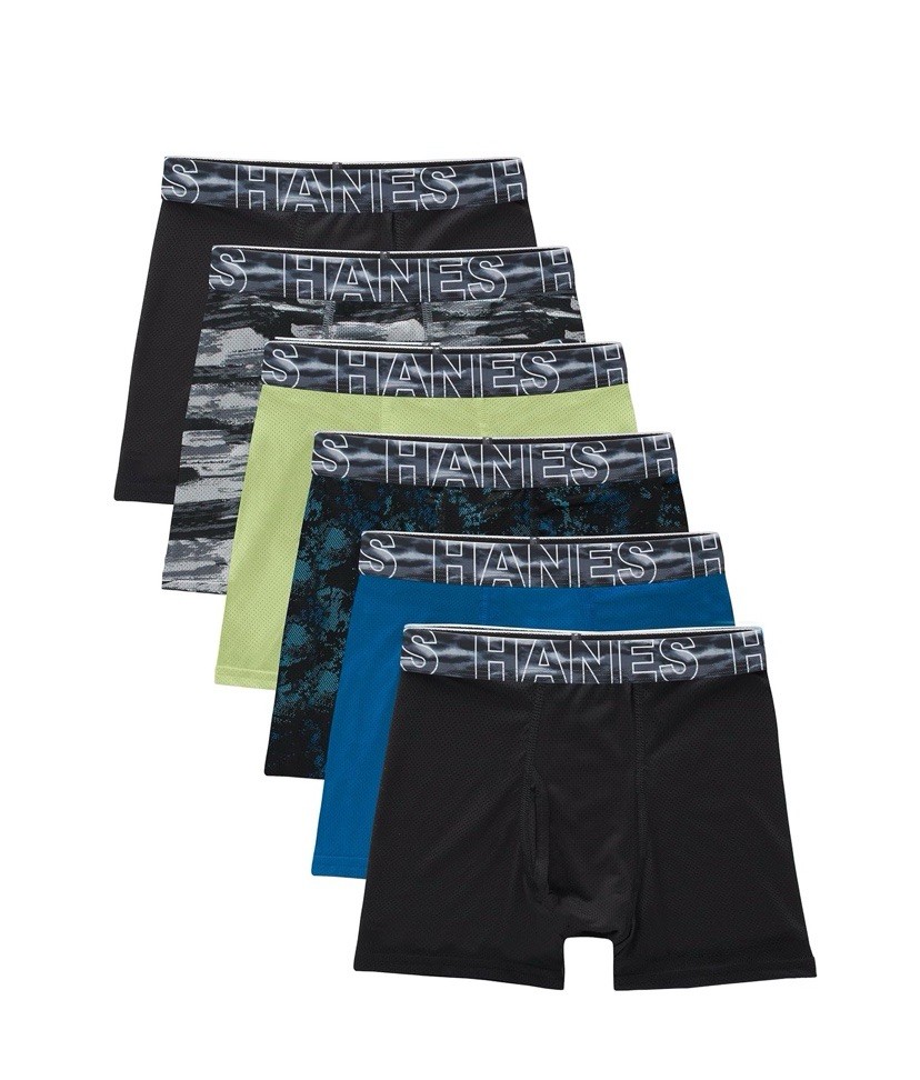 Hanes X Temp 6-Pack Black Boxer Briefs Youth Boys Size L❗️Without Tags