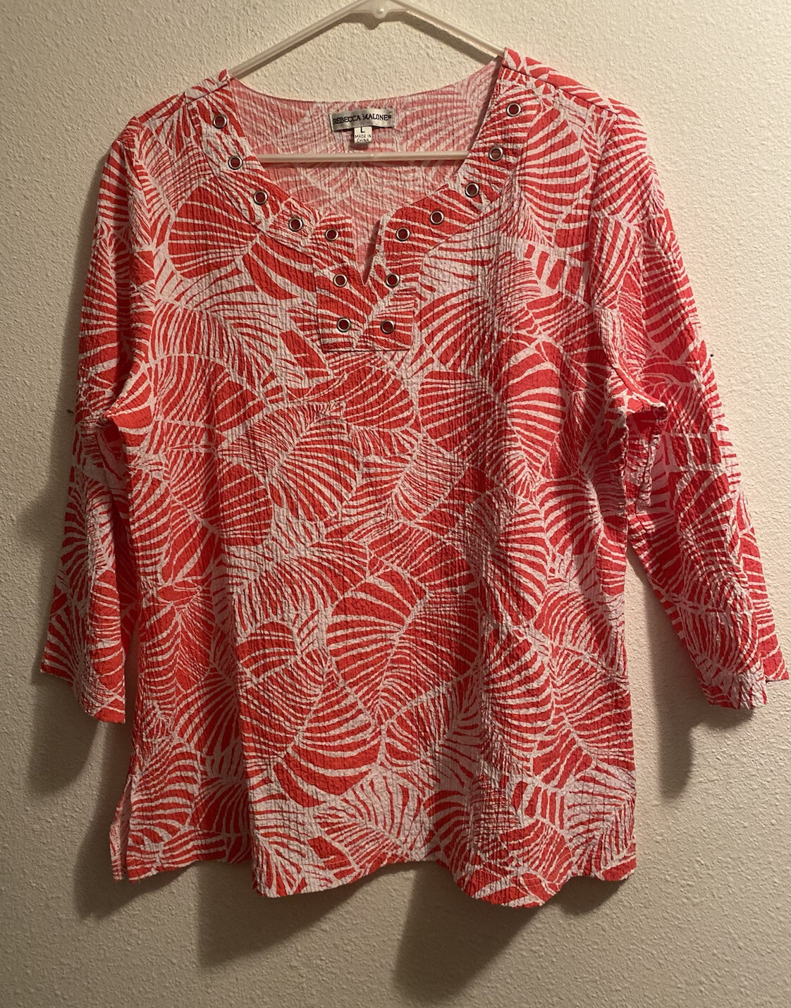 Rebecca Malone Bohemian Tunic Blouse Womens Large Multicolored Beach Summer