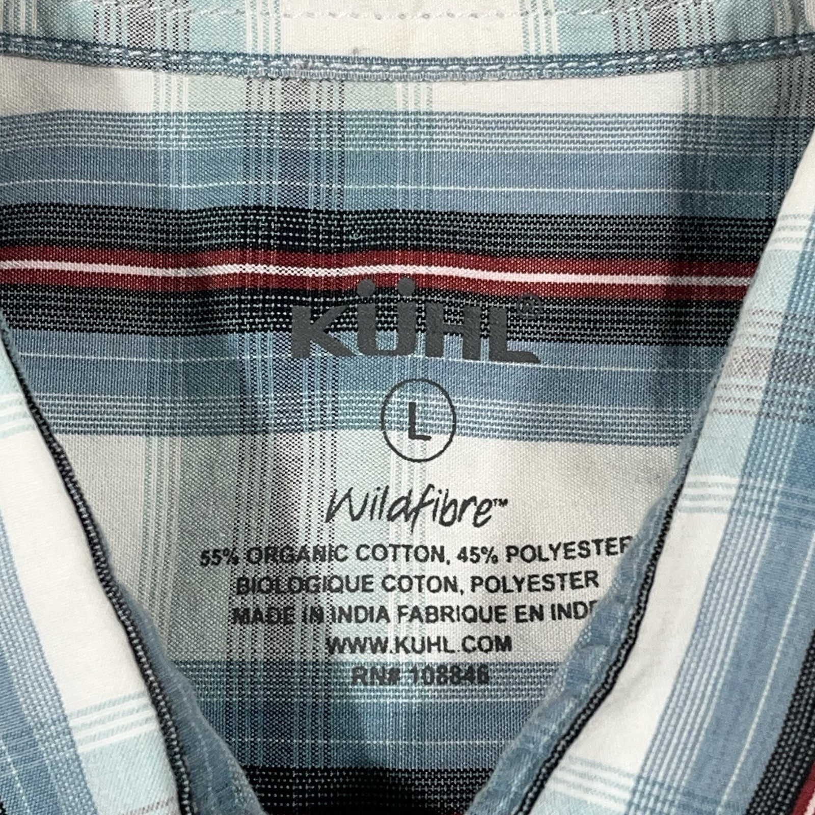 Kuhl Wildfire Shirt Mens Large Blue Plaid Short Sleeve Button Front Outdoor