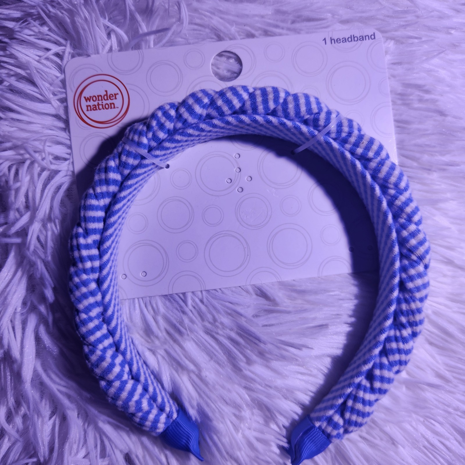 Wonder Nation Women’s Braided Striped Headband Blue/White Fabric & Plastic