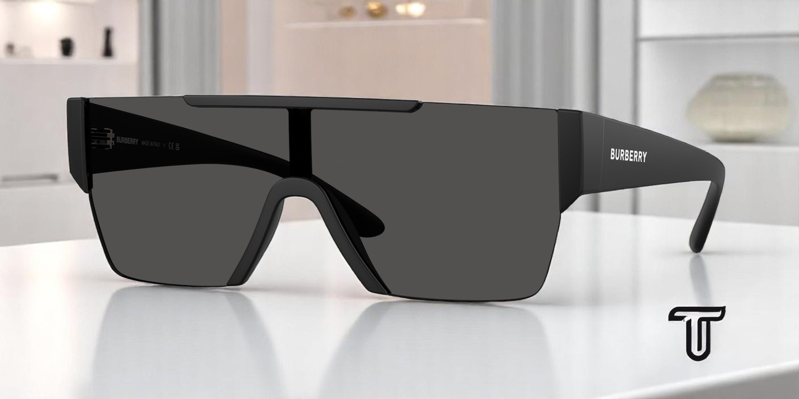 BURBERRY BE4291 346487 Matte Black Grey 38 mm Men’s Sunglasses
