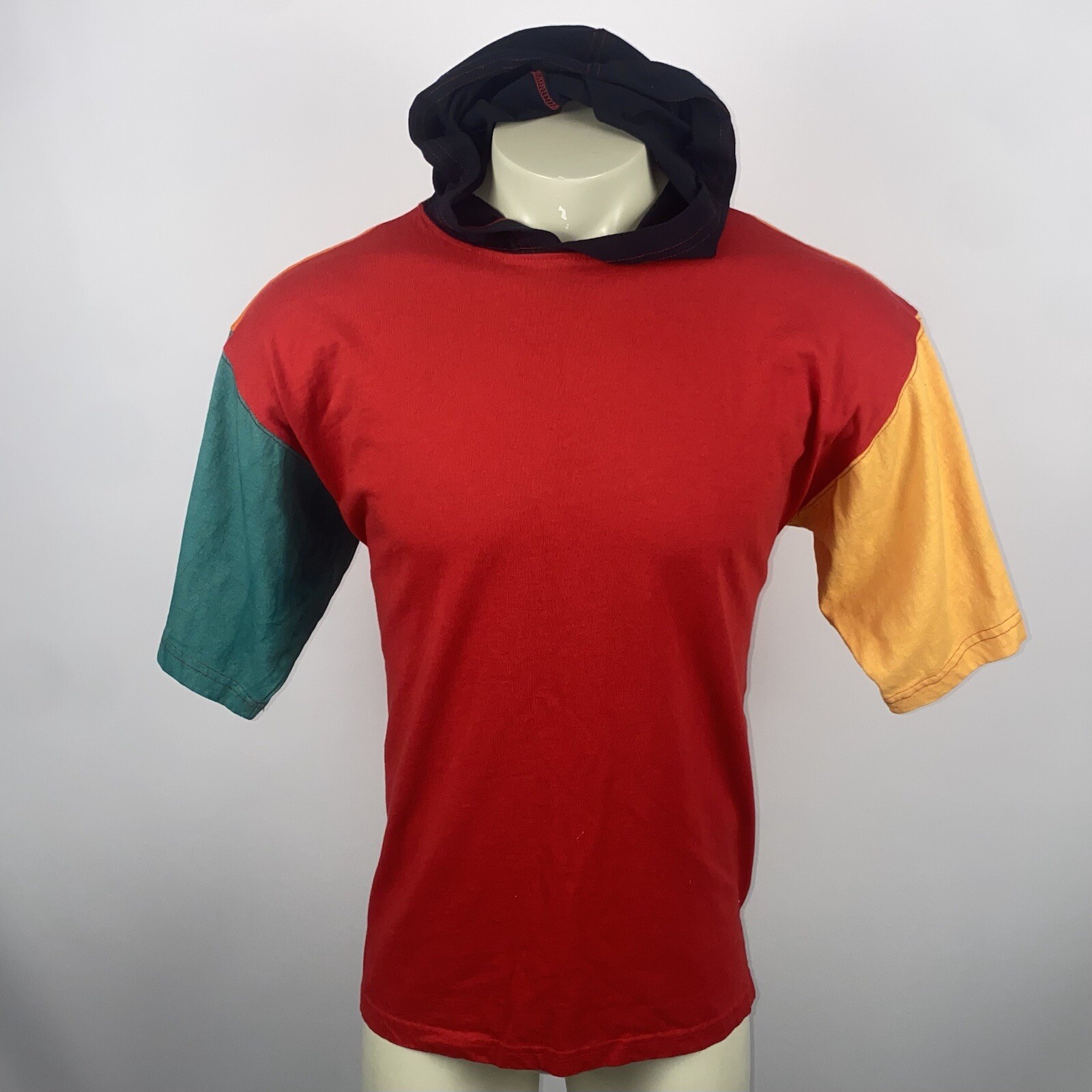 Vintage 90s Hoody Shirt Mens Medium Color Block Tee Skate Hip Hop Street Wear