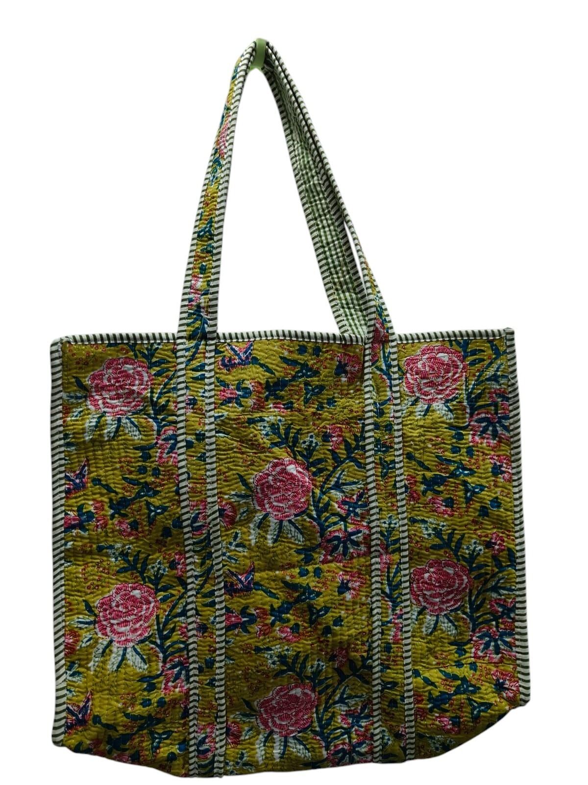 5 Pcs lot Indian Tote Bags Quilted Handmade Cotton Handle Shoulder Shopping Bag