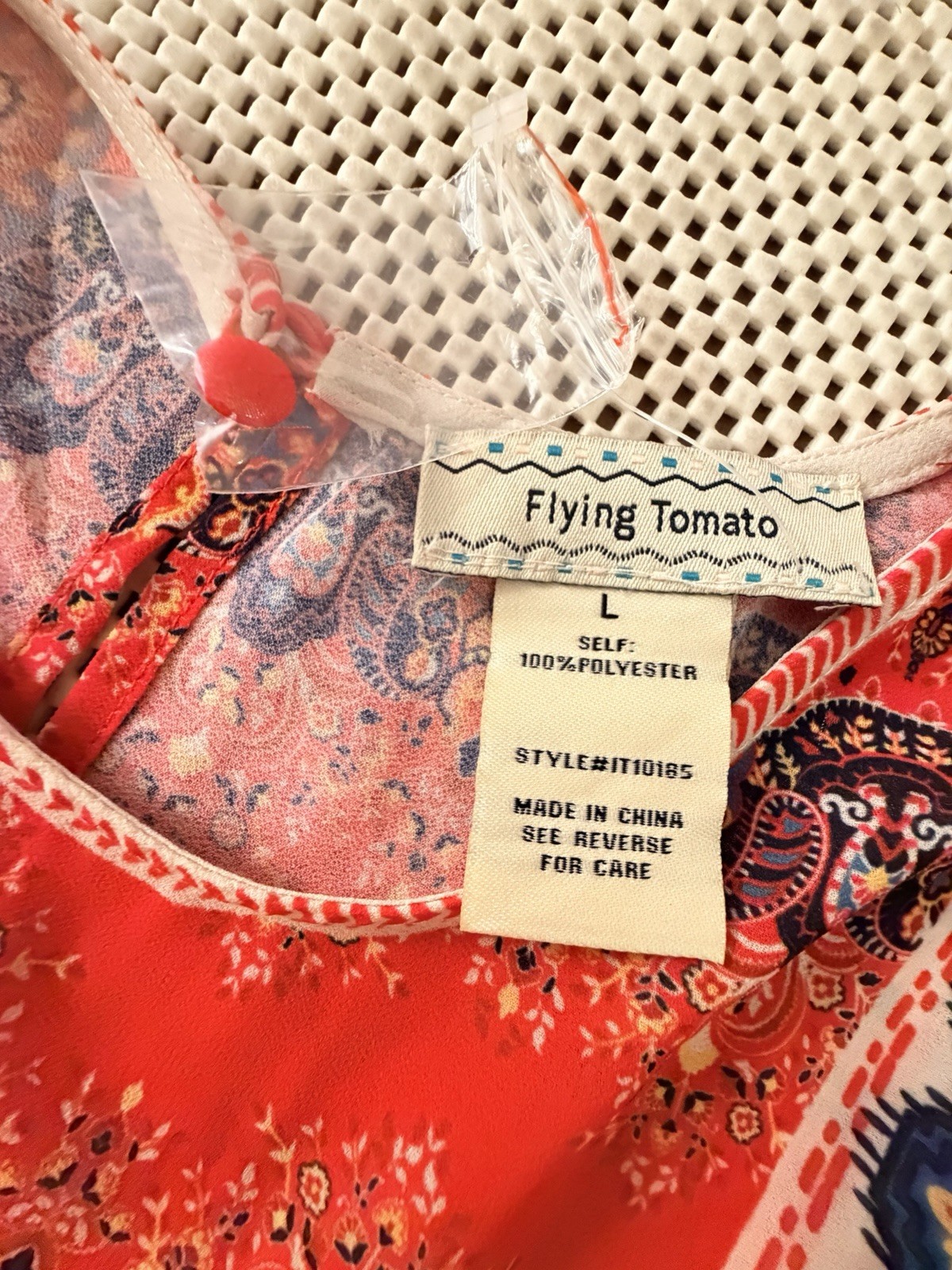 Flying Tomato Boho Blouse Size L Red Kimono Boho Babydoll Peasant Festival Top