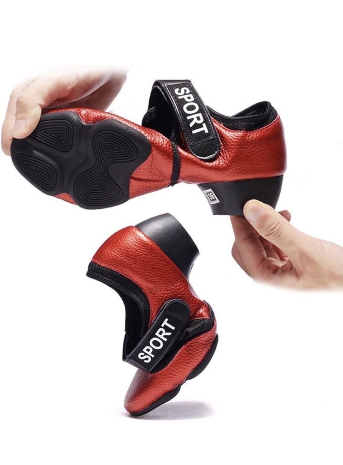 Womens Dance Practice Shoes Closed Toe Split Sole $45.55 Size 8.5 RED/BLACK