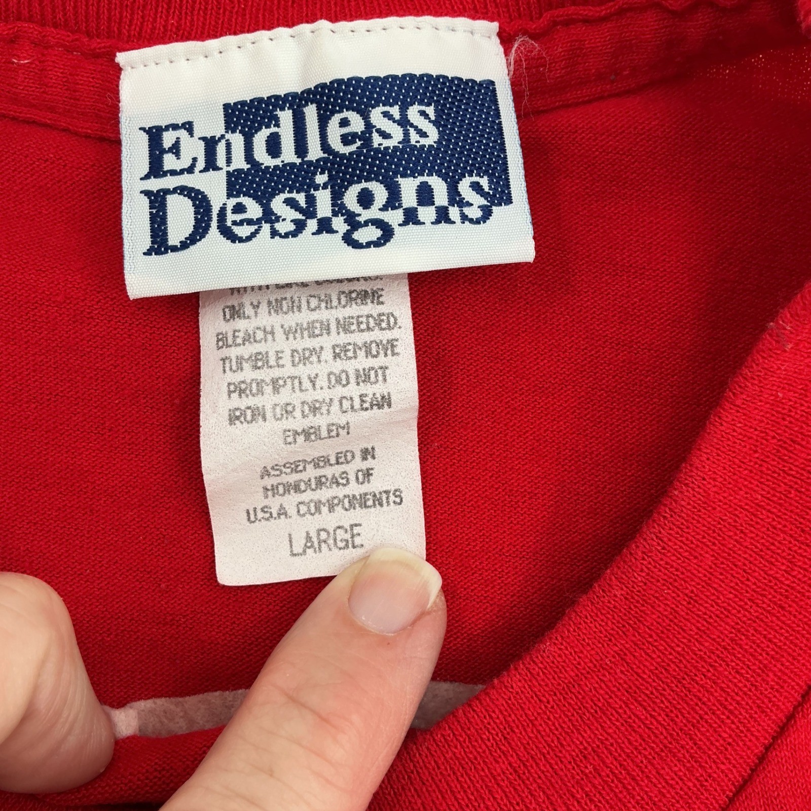 Endless Designs T-Shirt Womens L Red Embroidered Cat Floral 90s Cottagecore Tee