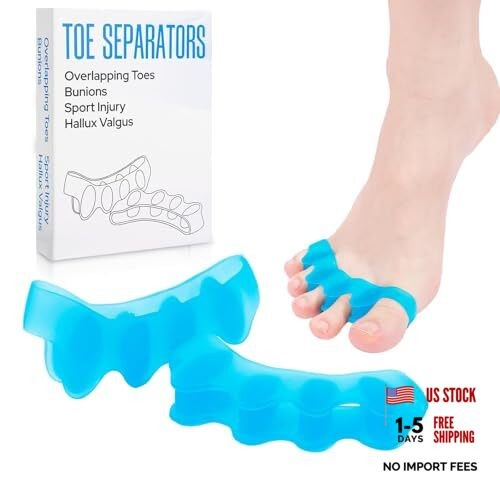 Toe Spacers for Women & Men – Silicone Toe Separators for Bunion 2 Blue