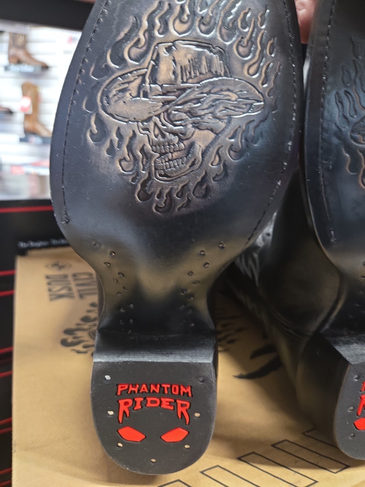 PH5047 8.0D PHANTOM RIDER BY DOUBLE H 11″ BLK LEATHER ROPER BOOTS NEW IN BOX