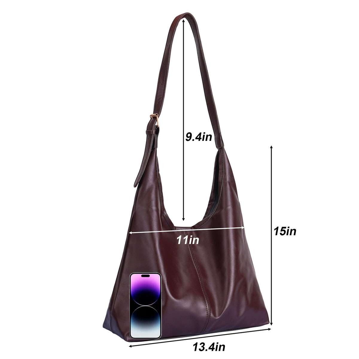 Soft PU Slouchy Bag Adjustable Strap Large Daily Shoulder Purse For Women