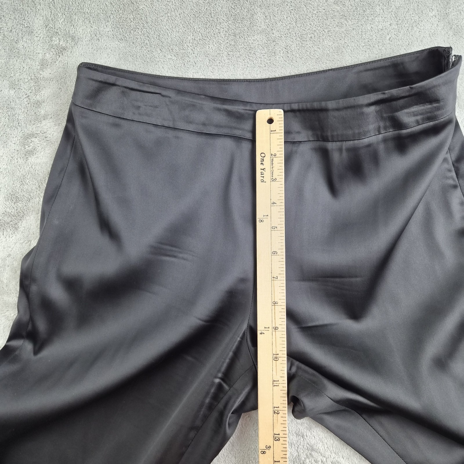 Vintage Rafaella Pants Womens 8 Black Satin Straight Wide Leg Trouser Dressy