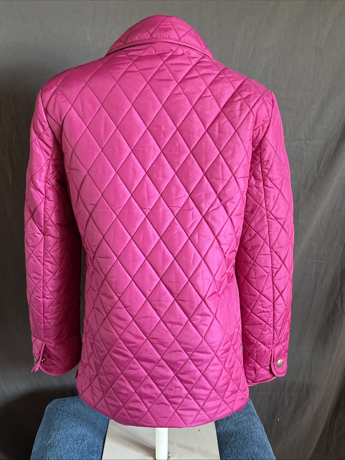 Coach Women Nylon Blended Quilted Logo Snap Button Jacket Rose S Puffer Coat