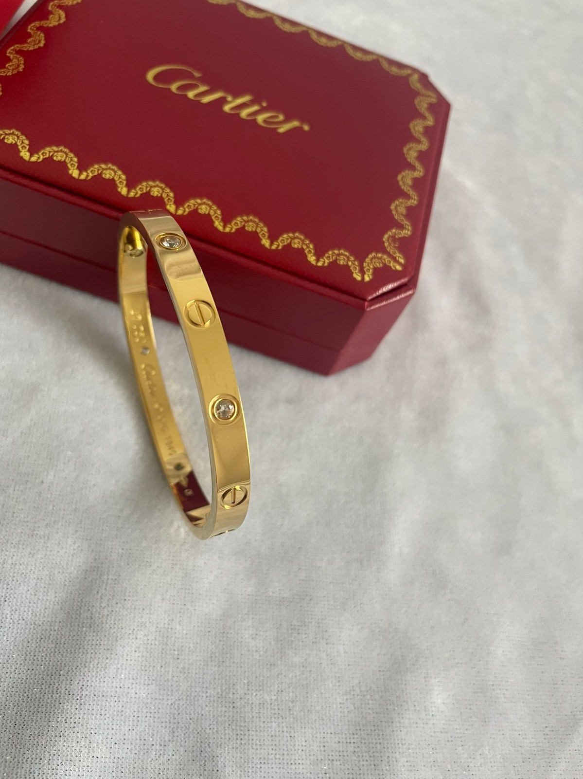 Cartier Big C Diamond Cut Frameless BLACK Lens Gold Frame & Certification Papers